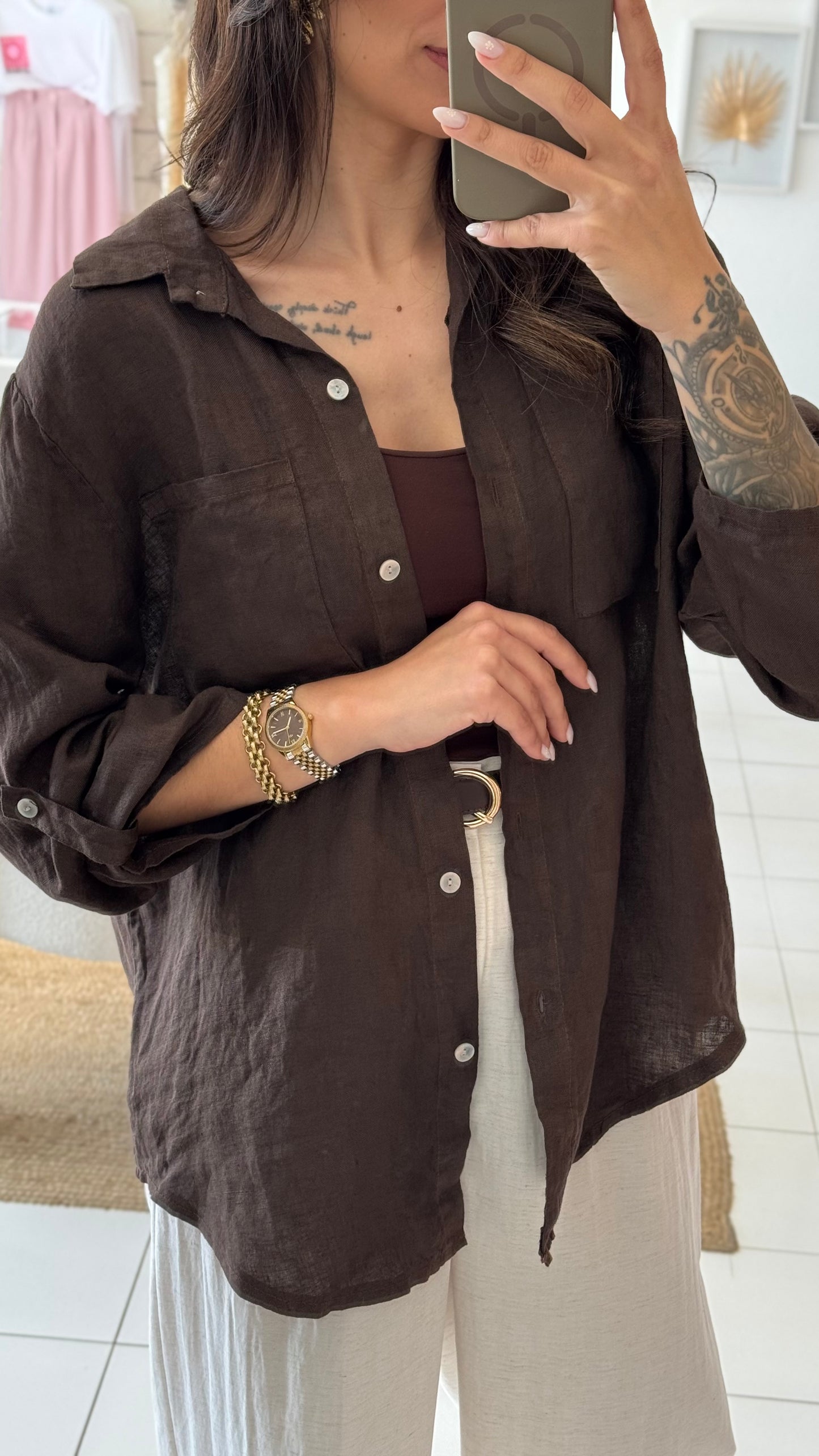 Camisa Linho | castanho