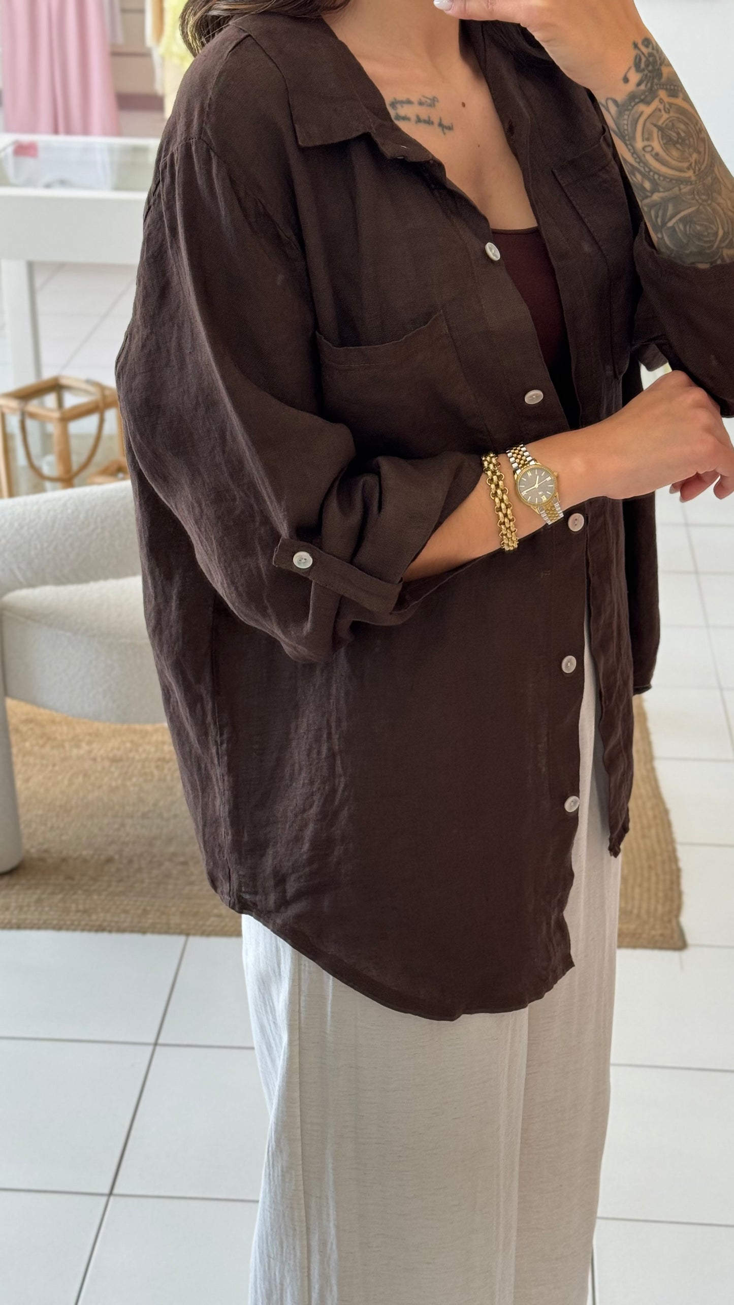 Camisa Linho | castanho