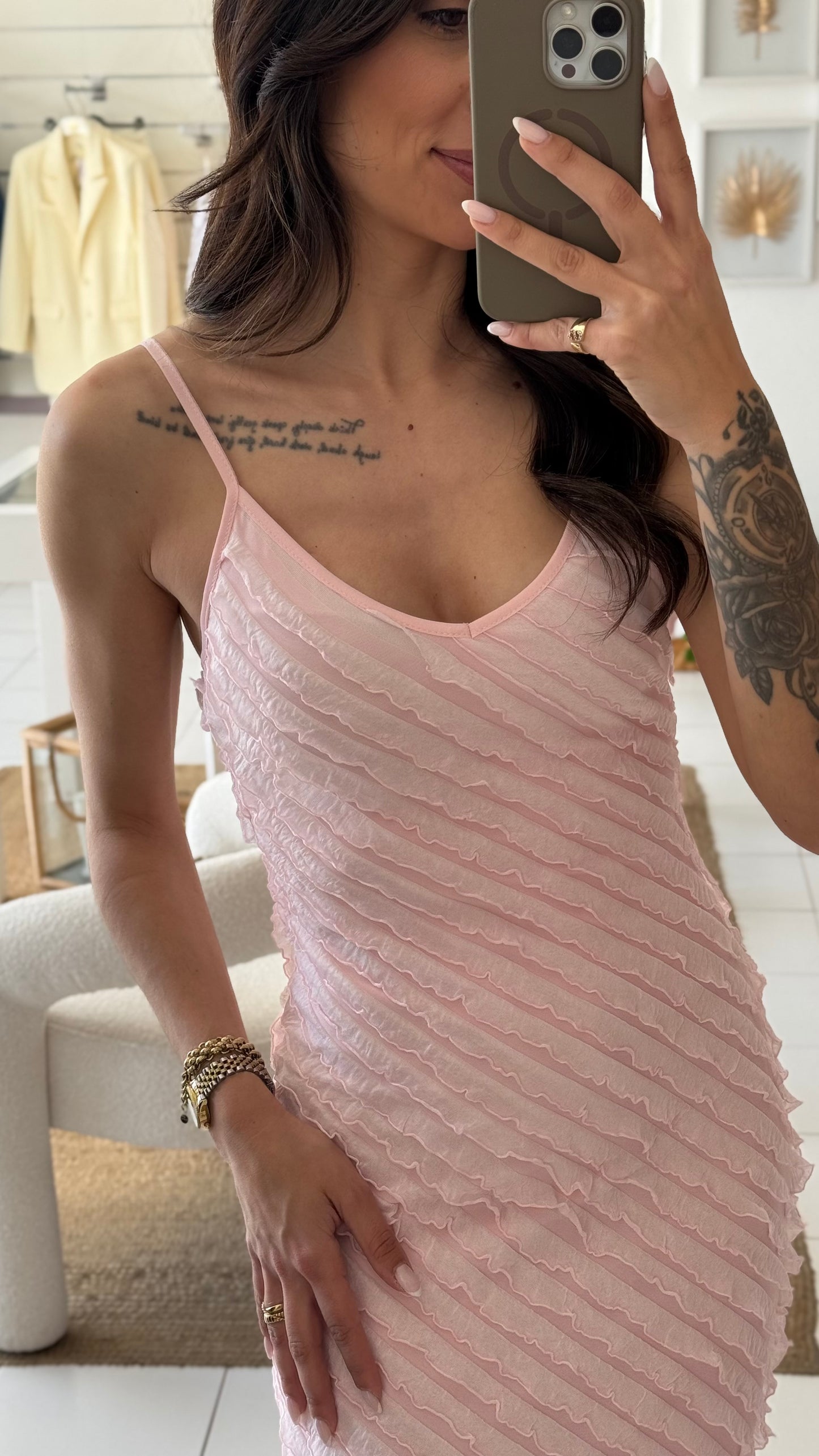 Vestido midi | rosa bebé