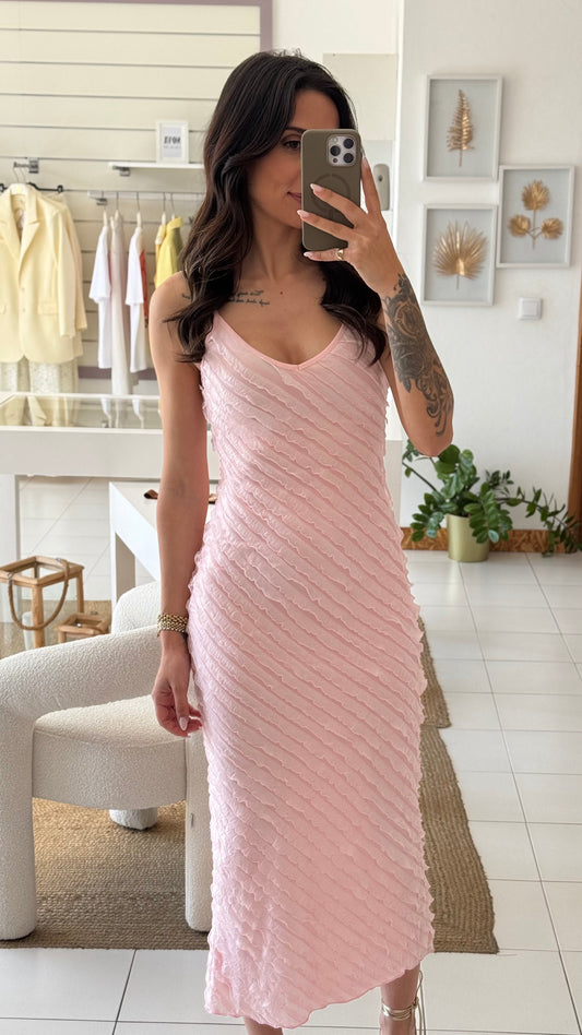 Vestido midi | rosa bebé