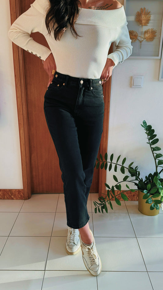 Mom Jeans - QueenHearts | Preto